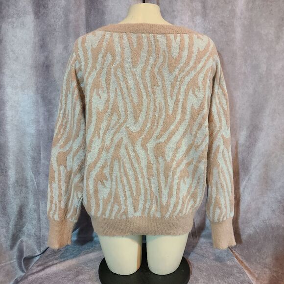 Rebecca Taylor Tiger Stripe Merino Wool Blend Sweater Size XL - Picture 3 of 5